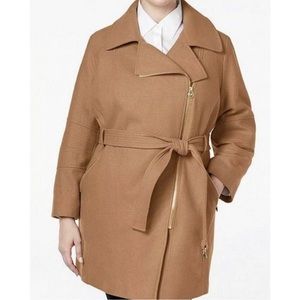 MICHAEL MICHAEL KORS ASYMMETRICAL BELTED WOOL COAT